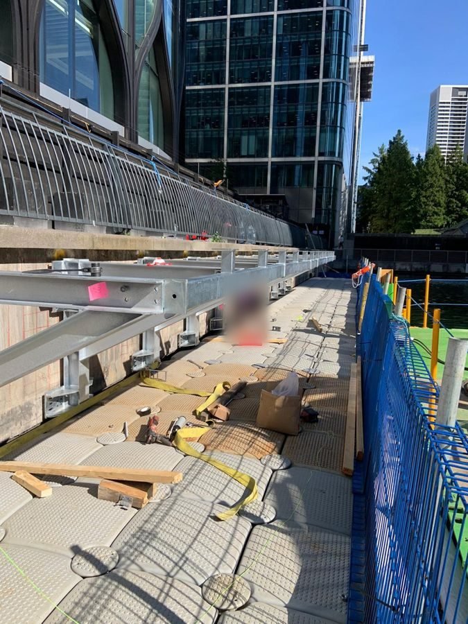 Looking along the walkway line