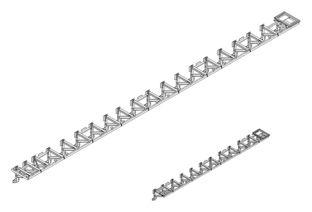 3D model of the bracket runs for both docks