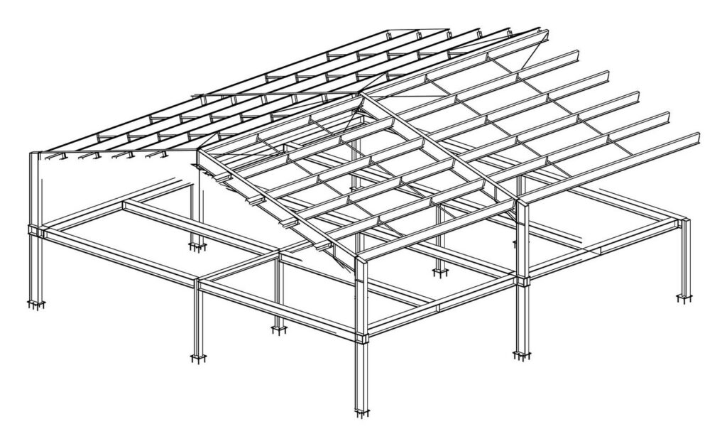 3D model of the mezzanine inside the existing frame