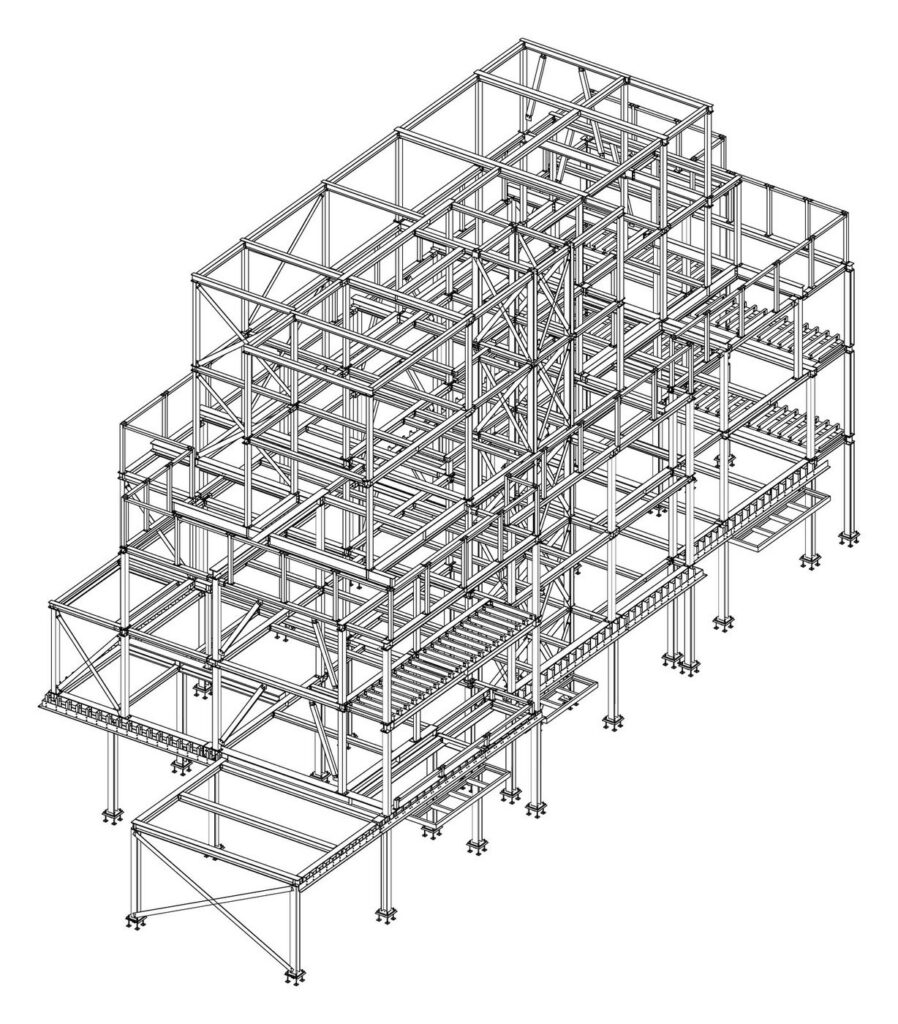 3D model of the five-storey frame