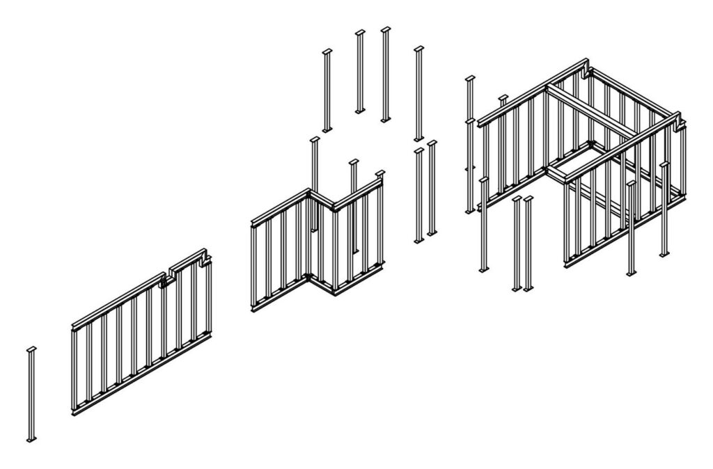 3D model of the basement wall frames