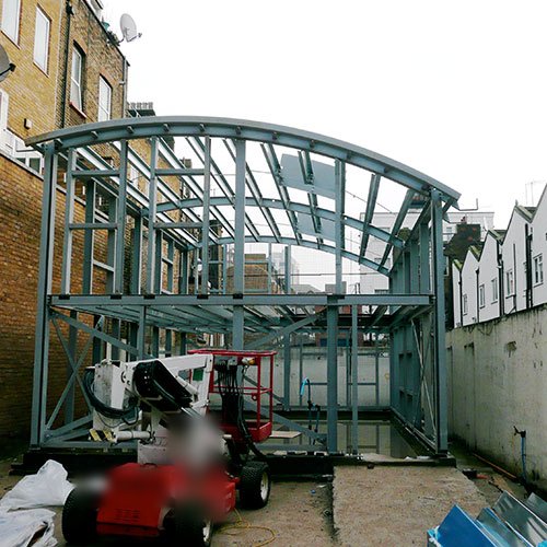 The curved frame installed