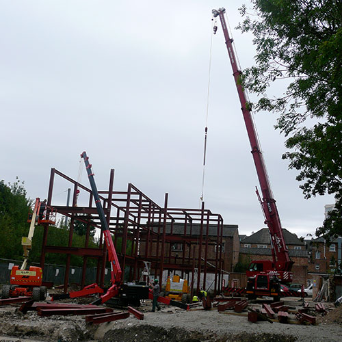 Crane and access platforms on site