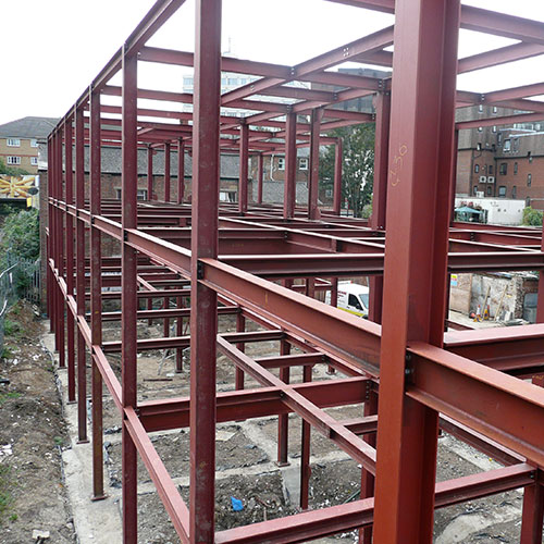 The frame going up