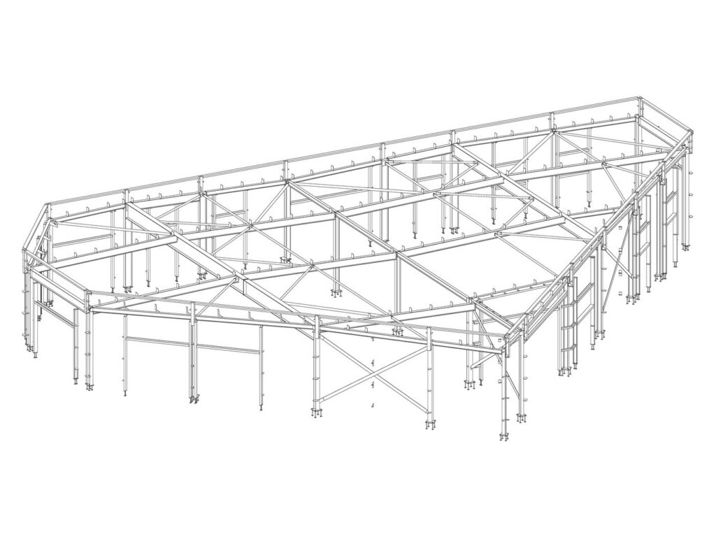 3D model of the frame, purlins and cladding rails from our drawing office
